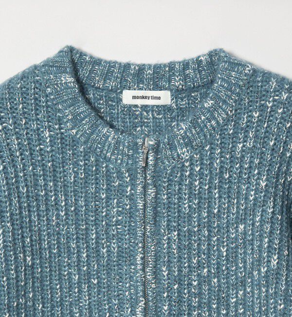 MONKEY TIME「スラブ クルーネック ジップ カーディガン」|カーディガン|