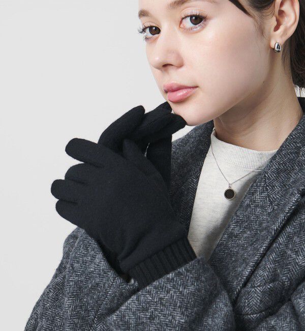 BEAUTY&YOUTH UNITED ARROWS「カラー ジャージー リブ グローブ」|手袋|BLACK