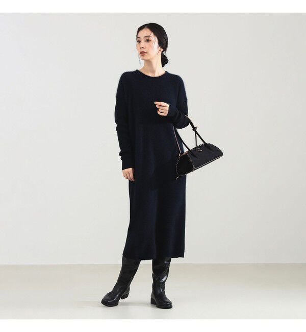 Demi-Luxe BEAMS 「フラッフィ クルーネック ニット ワンピース」|ワンピース|NAVY