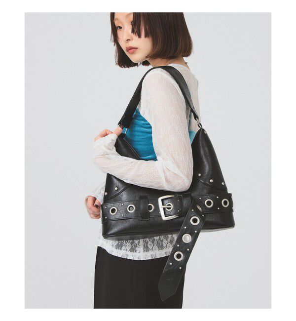 Ray BEAMS 「スタッズ ベルト バッグ」|トートバッグ|BLACK