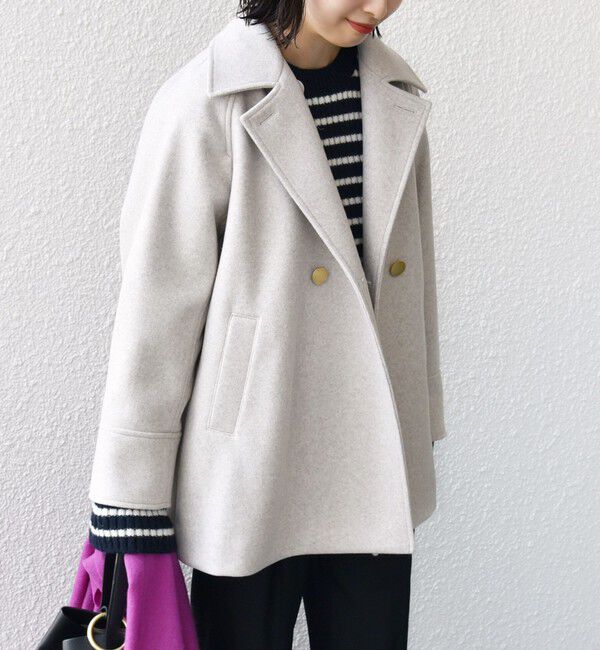SHIPS for women「【WEB限定】〈手洗い可能〉ウール ライク ジャージー メルトン 2WAY Pコート」|ピーコート|