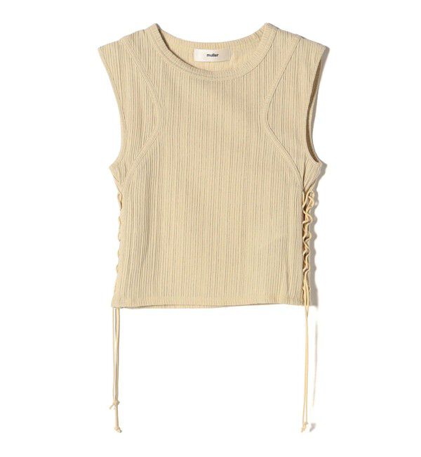 SHIPS for women「muller of yoshiokubo:〈手洗い可能〉レースアップ リブ タンクトップ」|Tシャツ・カットソー|ベージュ系