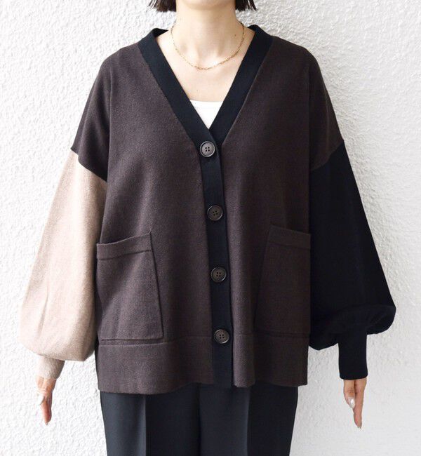 SHIPS for women「【WEB限定】〈手洗い可能〉配色 ポケット カーディガン」|カーディガン|