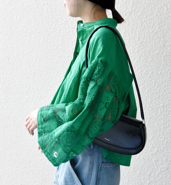 SHIPS any「SHIPS any:〈手洗い可能〉パッチワーク レース スリーブ バンドカラー シャツ」|シャツ・ブラウス|