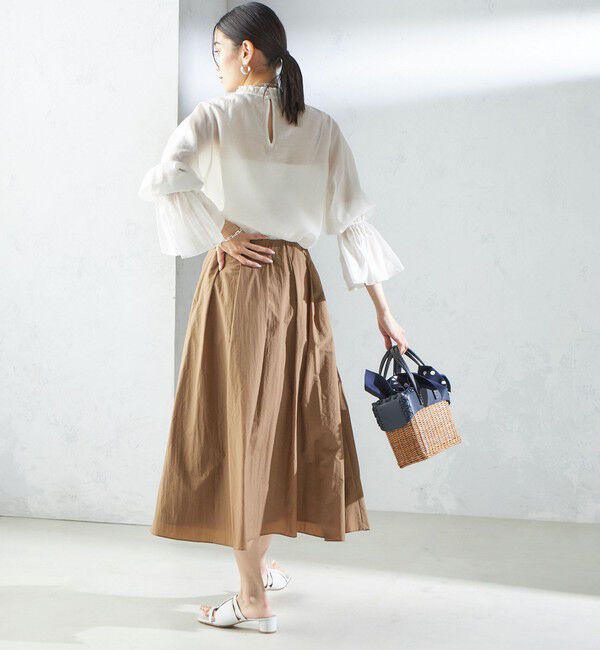 SHIPS for women「〈手洗い可能〉シルク混 シャイニー フリル スリーブ ブラウス」|シャツ・ブラウス|