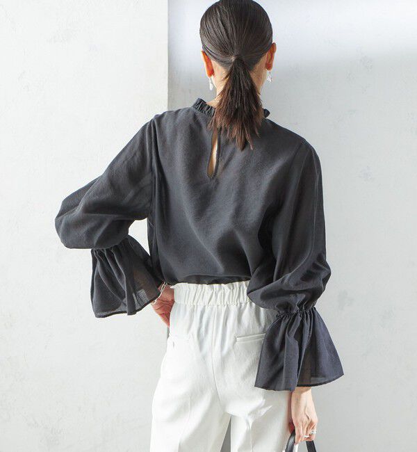 SHIPS for women「〈手洗い可能〉シルク混 シャイニー フリル スリーブ ブラウス」|シャツ・ブラウス|