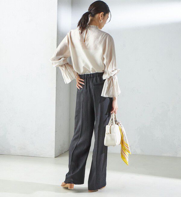 SHIPS for women「〈手洗い可能〉シルク混 シャイニー フリル スリーブ ブラウス」|シャツ・ブラウス|