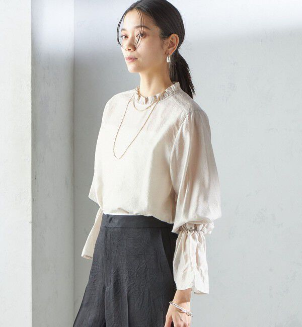 SHIPS for women「〈手洗い可能〉シルク混 シャイニー フリル スリーブ ブラウス」|シャツ・ブラウス|