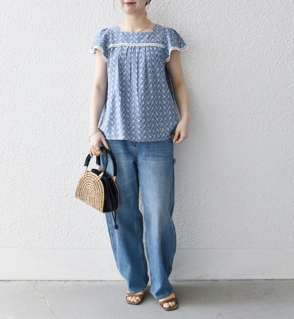 SHIPS any「SHIPS any:〈洗濯機可能〉エンブロイダリー シャンブレー フレア ギャザー ブラウス」|シャツ・ブラウス|