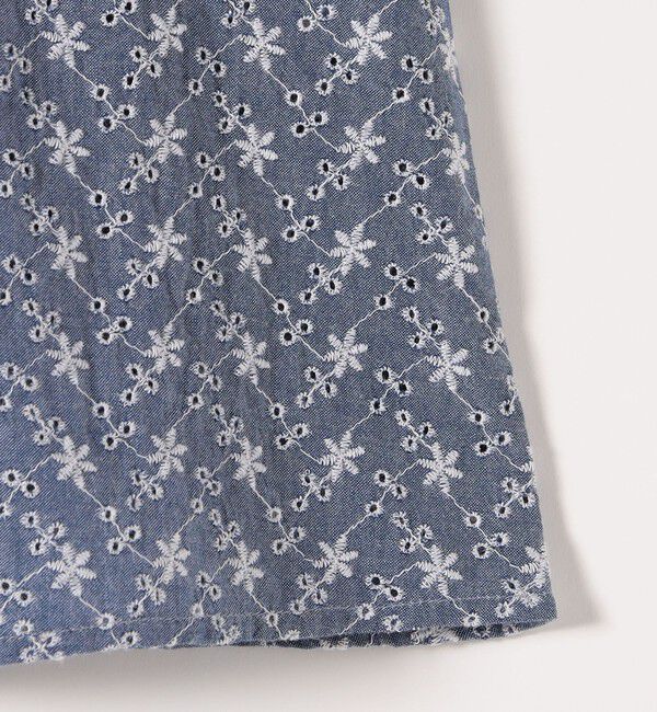 SHIPS any「SHIPS any:〈洗濯機可能〉エンブロイダリー シャンブレー フレア ギャザー ブラウス」|シャツ・ブラウス|