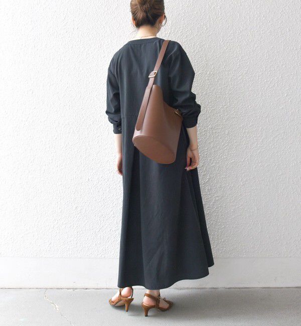 SHIPS any「SHIPS any:〈洗濯機可能〉ピーチスキン クルーネック ポケット フレア ワンピース」|ワンピース|