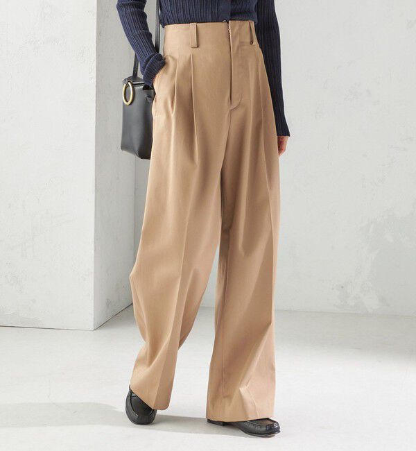 SHIPS for women「〈洗濯機可能〉ハイカウント ツイル 2タック ワイド パンツ」|その他|