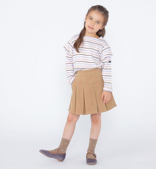 SHIPS KIDS「SHIPS KIDS:100～130cm/ボーダー フリル ロングスリーブ Tシャツ」|Tシャツ・カットソー|