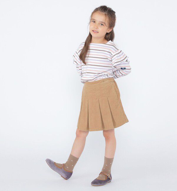 SHIPS KIDS「SHIPS KIDS:100～130cm/ボーダー フリル ロングスリーブ Tシャツ」|Tシャツ・カットソー|