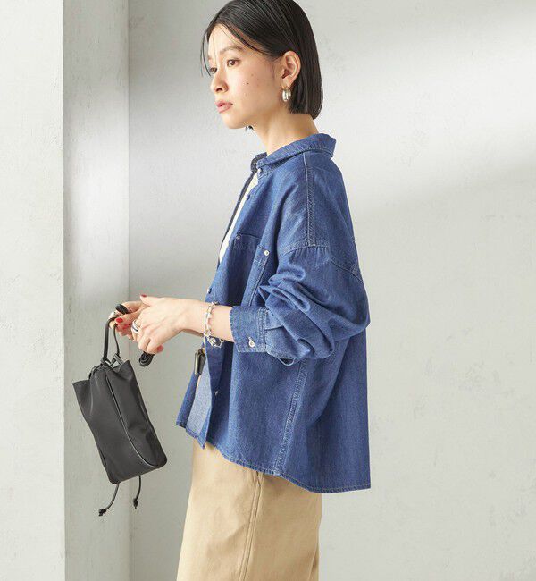 SHIPS for women「〈洗濯機可能〉ライトオンス デニム ショート シャツ」|シャツ・ブラウス|