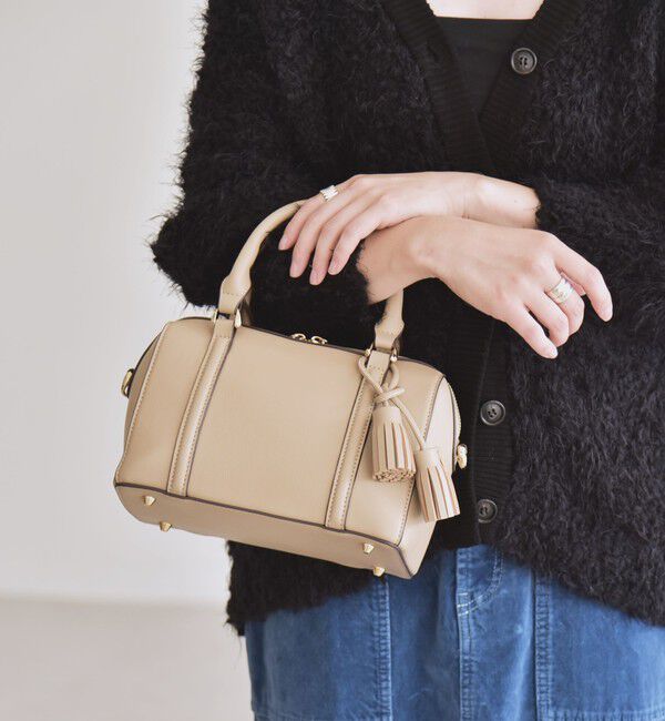 quaranciel「quaranciel: 2way タッセル チャーム ミニ ボストン バッグ」|ショルダー・メッセンジャー|ベージュ