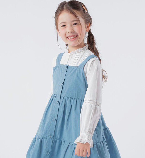 SHIPS KIDS「SHIPS KIDS:100～130cm / ピンタック レース ブラウス」|シャツ・ブラウス|オフホワイト