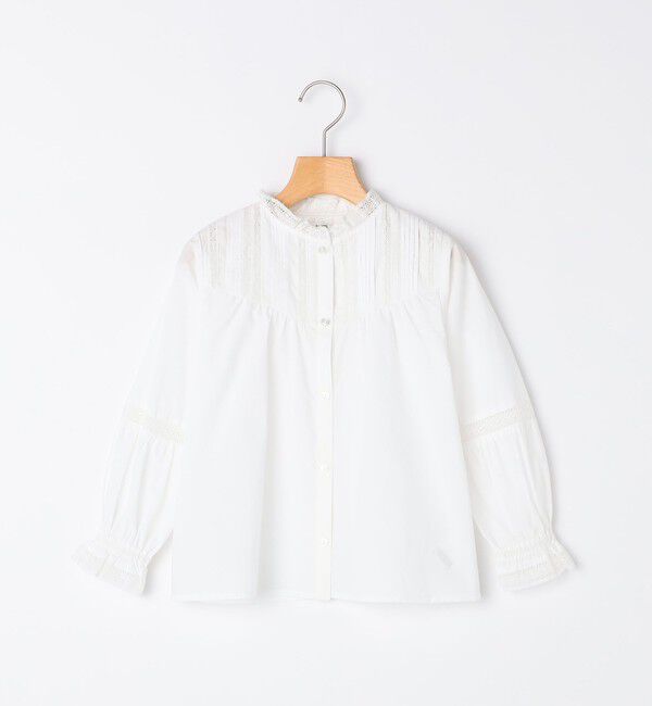 SHIPS KIDS「SHIPS KIDS:100～130cm / ピンタック レース ブラウス」|シャツ・ブラウス|