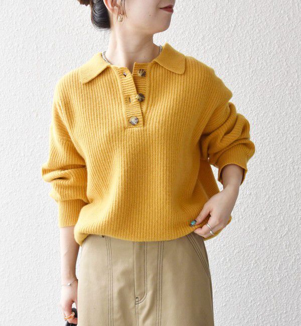 SHIPS any「SHIPS any:〈手洗い可能〉AQUA カシミヤ ミックス ポロ ニット」|ニット・セーター|