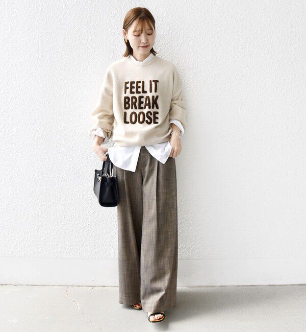 SHIPS for women「【WEB限定】〈手洗い可能〉サガラ 刺繍 ロゴ ニット プルオーバー」|ニット・セーター|