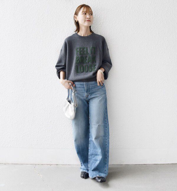 SHIPS for women「【WEB限定】〈手洗い可能〉サガラ 刺繍 ロゴ ニット プルオーバー」|ニット・セーター|