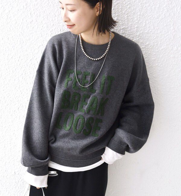 SHIPS for women「【WEB限定】〈手洗い可能〉サガラ 刺繍 ロゴ ニット プルオーバー」|ニット・セーター|