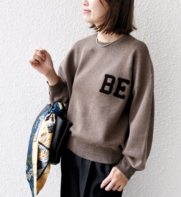 SHIPS for women「【WEB限定】〈手洗い可能〉サガラ 刺繍 ロゴ ニット プルオーバー」|ニット・セーター|