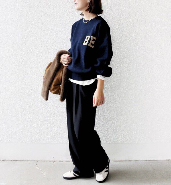 SHIPS for women「【WEB限定】〈手洗い可能〉サガラ 刺繍 ロゴ ニット プルオーバー」|ニット・セーター|