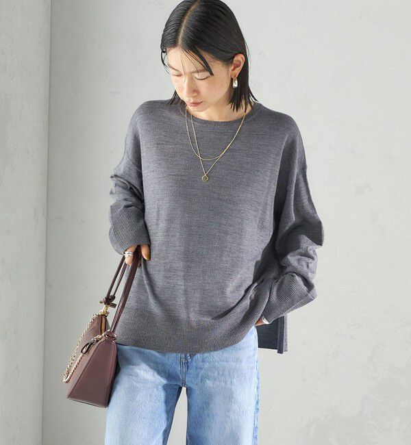 SHIPS for women「〈手洗い可能〉14G ウォッシャブル クルーネック ニット プルオーバー」|ニット・セーター|