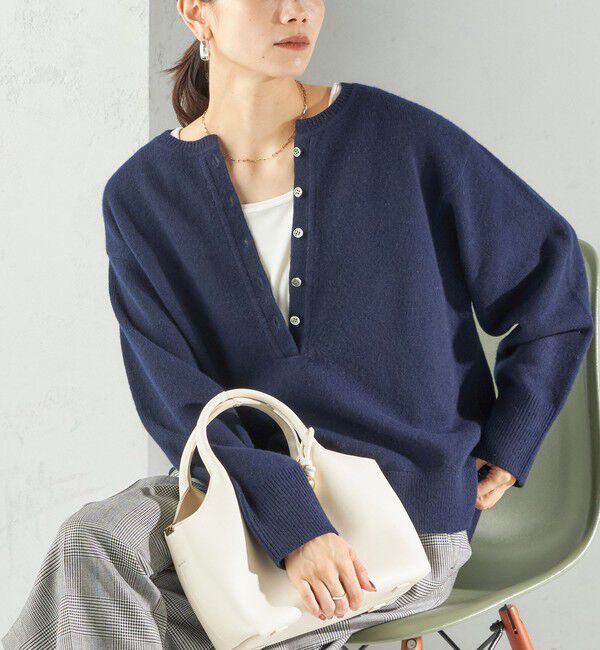 SHIPS for women「〈手洗い可能〉ウール カシミヤ 2WAY プルオーバー」|ニット・セーター|ネイビー