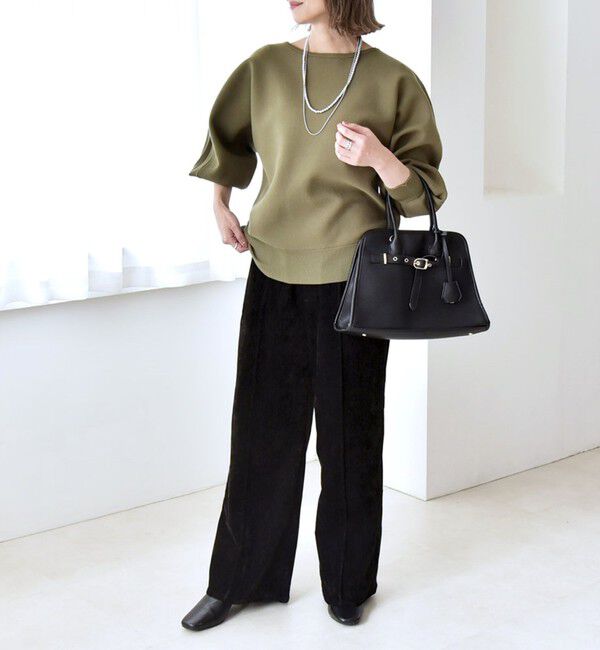 quaranciel「quaranciel:〈手洗い可能〉ダブルフェイス ボートネック パフ ニット プルオーバー」|ニット・セーター|