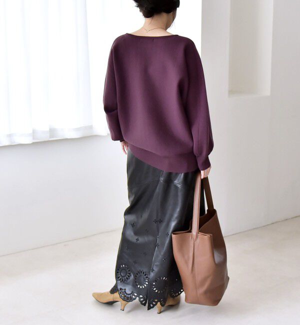 quaranciel「quaranciel:〈手洗い可能〉ダブルフェイス ボートネック パフ ニット プルオーバー」|ニット・セーター|