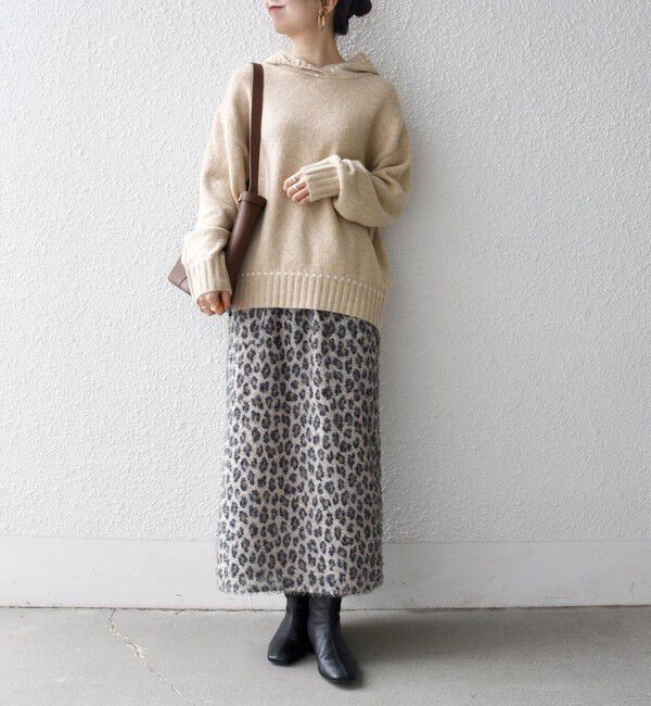 SHIPS any「SHIPS any:〈手洗い可能〉ステッチ デザイン フーディー ルーズ ニット」|ニット・セーター|