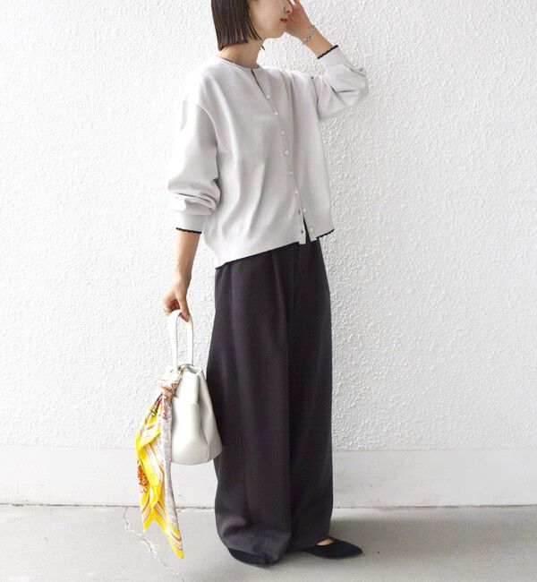 SHIPS for women「〈手洗い可能〉コットン カシミヤ混 スカラップヘム カーディガン」|カーディガン|