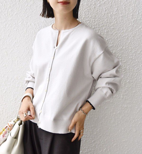 SHIPS for women「〈手洗い可能〉コットン カシミヤ混 スカラップヘム カーディガン」|カーディガン|