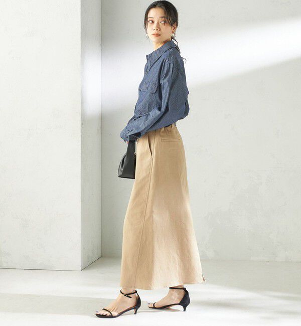 SHIPS for women「〈洗濯機可能〉ストレッチ チノ 硫化染め ステッチ スカート」|スカート|