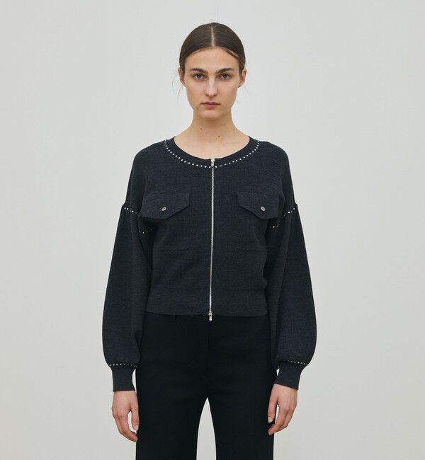 DES PRES「ハーフカーディガン ジップアップブルゾン」|カーディガン|