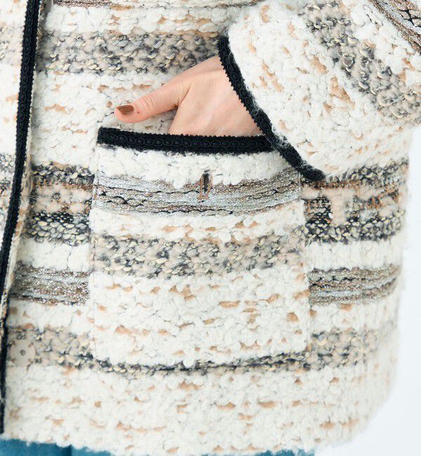 Ballsey「ボーダーツイード ショートコート」|ノーカラーコート|