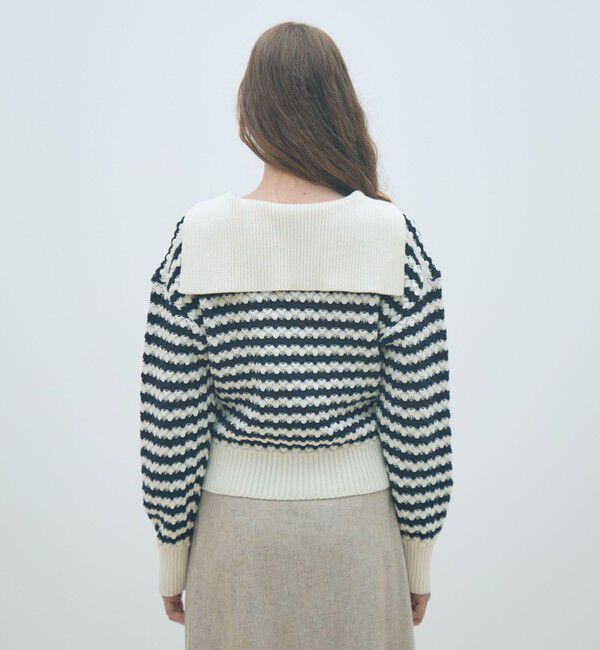 MACPHEE「ハイブリットケーブル セーラーカラープルオーバー」|ニット・セーター|