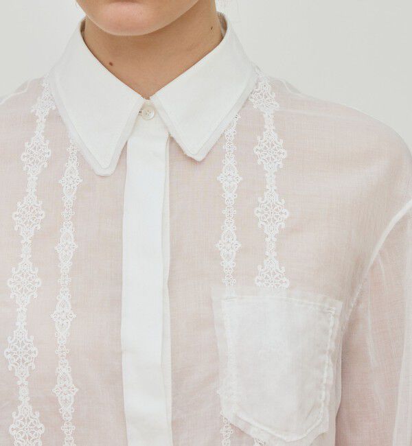 DES PRES「チェーンレースエンブロイダリー クロップドシャツ」|シャツ・ブラウス|