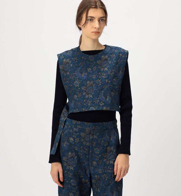 SOULEIADO「コットンポリエステルジャカード コンパクトジレ」|ベスト・ジレ|