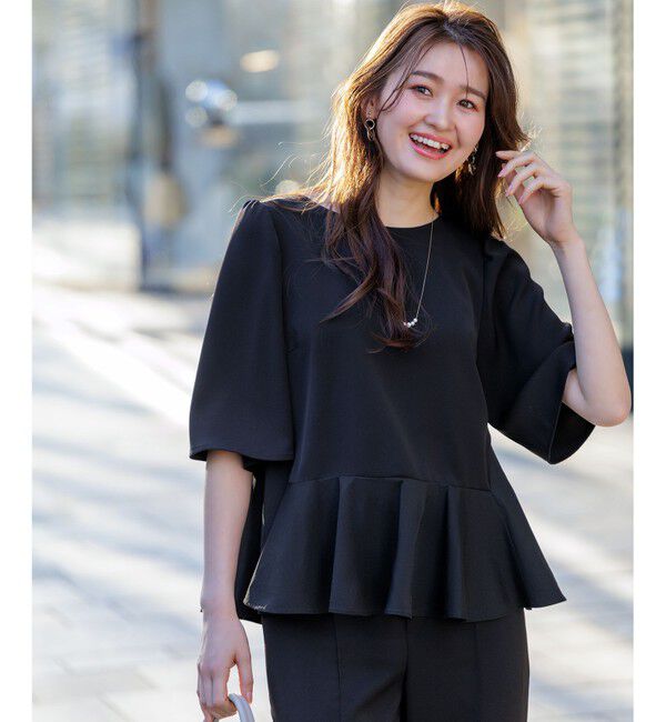 ANY SIS「【撥水・接触冷感・UVカット】コンフォートイージーペプラム  ブラウス」|シャツ・ブラウス|