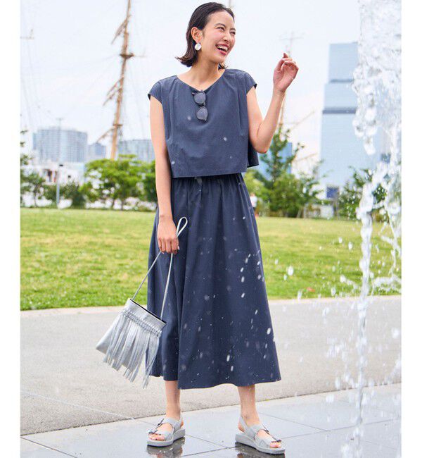 ANY SIS「【撥水・UVカット】ウォーターサイド ワンピース」|ワンピース|ダルブルー