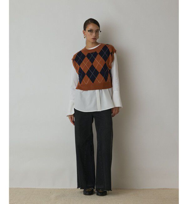 Diagram「アーガイルニットベスト」|ベスト・ジレ|オレンジ