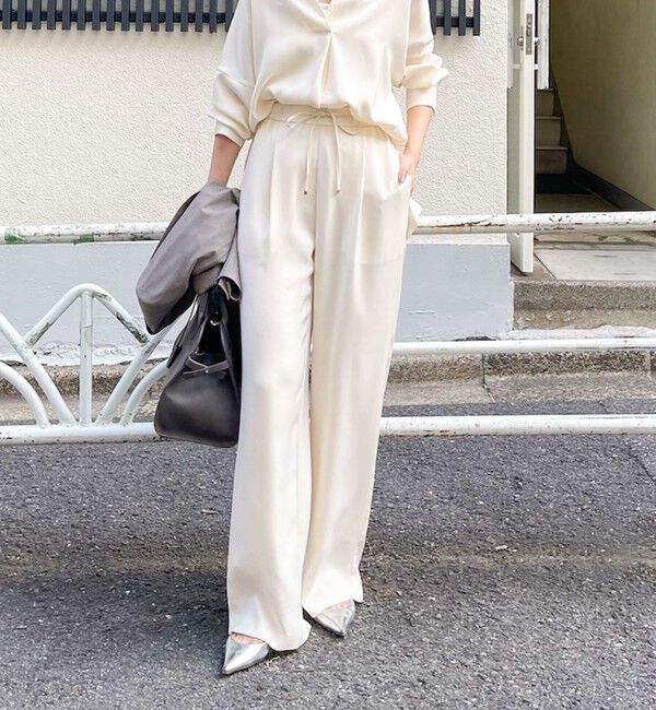 NOLLEY'S sophi「《セットアップ対応》ウォッシャブルダブルクロスサテンイージーワイドパンツ」|その他|