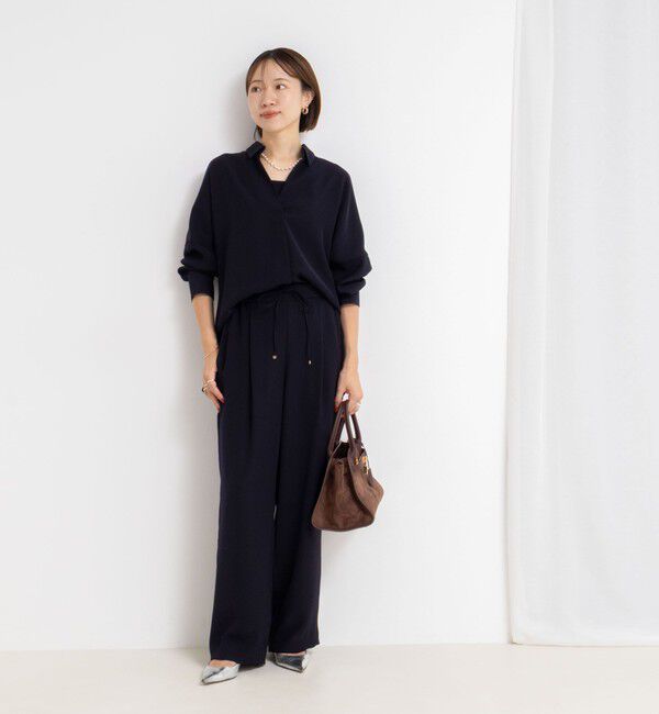 NOLLEY'S sophi「《セットアップ対応》ウォッシャブルダブルクロスサテンイージーワイドパンツ」|その他|