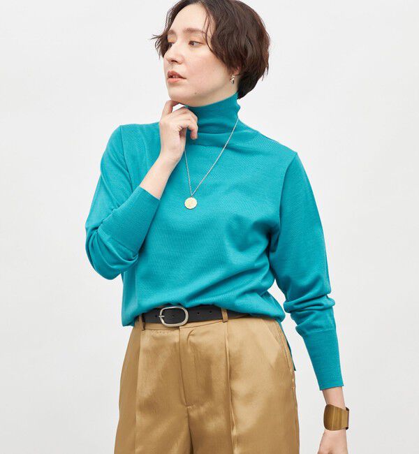 NOLLEY'S「《手洗い可能》《アンサンブル対応》18G天竺ハイネックプルオーバーニット」|ニット・セーター|ミントグリーン