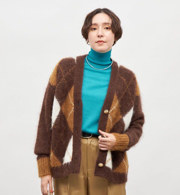 Laraaji「モヘアインターシャアーガイルVネックカーディガン」|カーディガン|