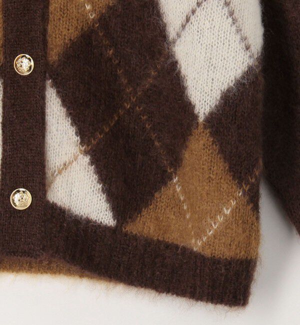 Laraaji「モヘアインターシャアーガイルVネックカーディガン」|カーディガン|