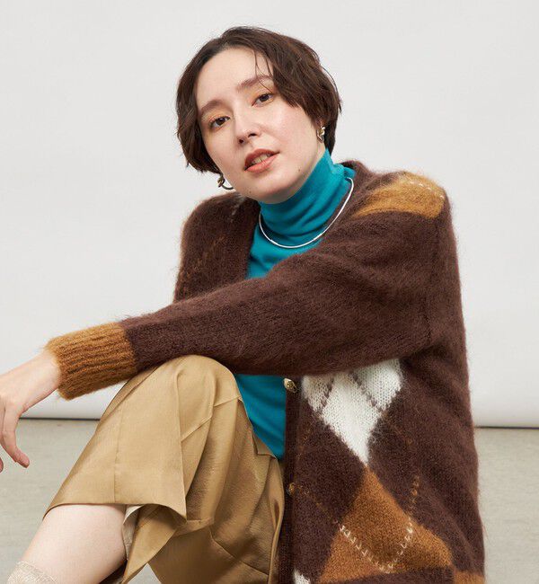 Laraaji「モヘアインターシャアーガイルVネックカーディガン」|カーディガン|